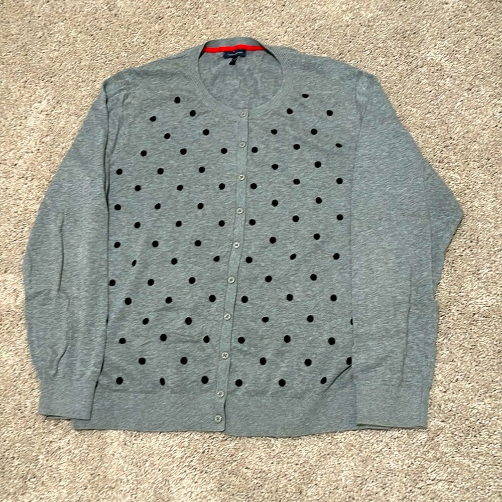 Tommy Hilfiger grey cardigan black polka dots xxl
